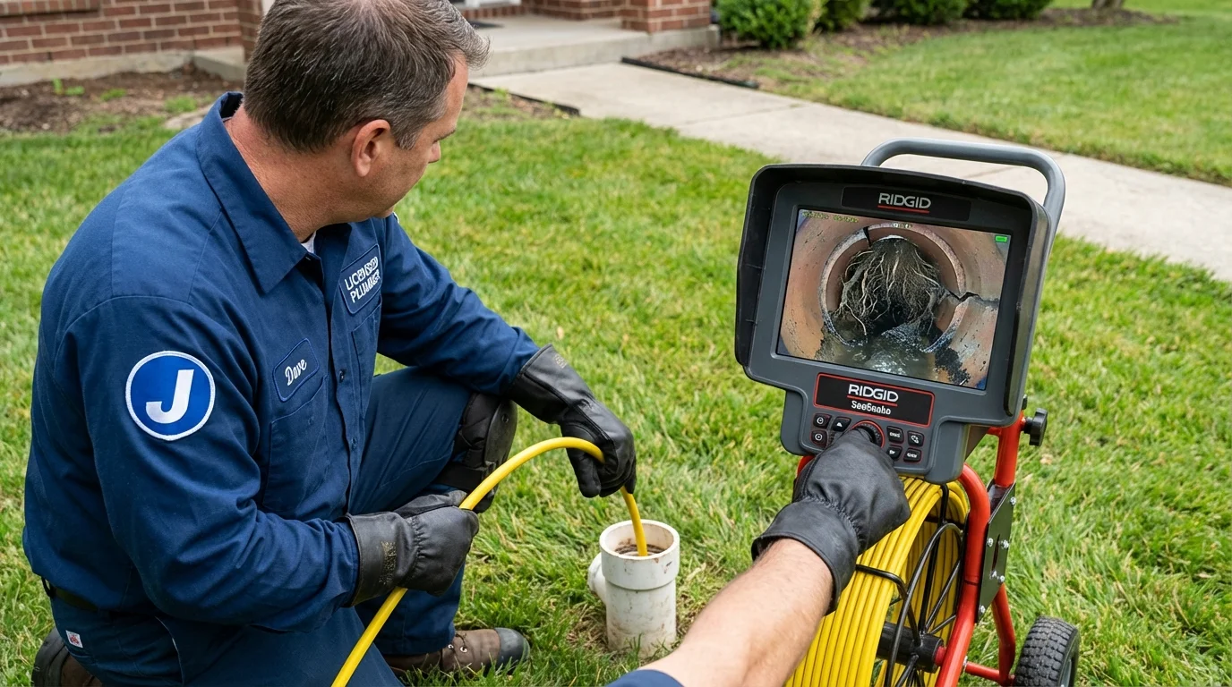 Sewer camera inspection being performed by Johns Plumbing LLC in Oakes